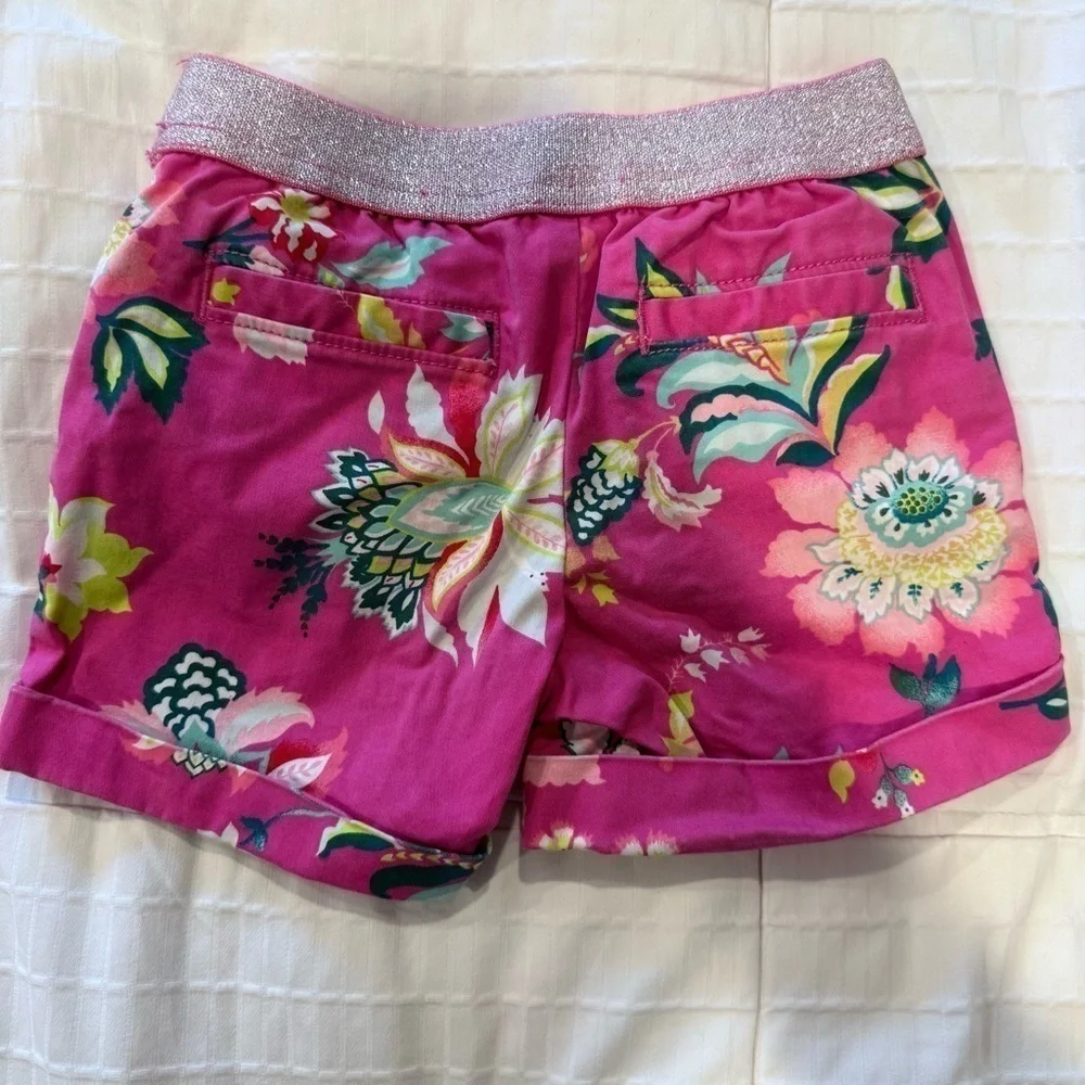 Like New Gap Floral Pink Shorts with Glitter Waistband size 4/5 (XS)